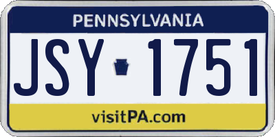PA license plate JSY1751