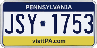 PA license plate JSY1753