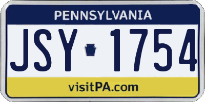 PA license plate JSY1754