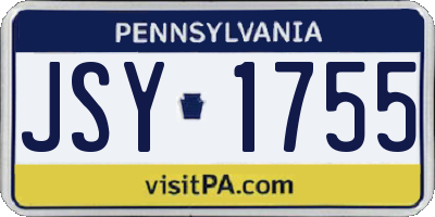 PA license plate JSY1755