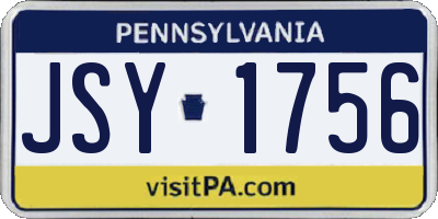 PA license plate JSY1756