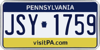 PA license plate JSY1759