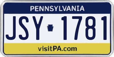 PA license plate JSY1781