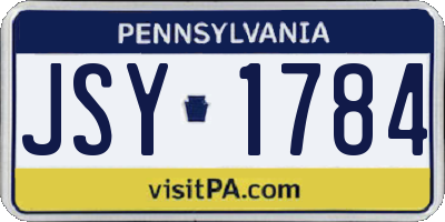 PA license plate JSY1784
