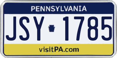 PA license plate JSY1785