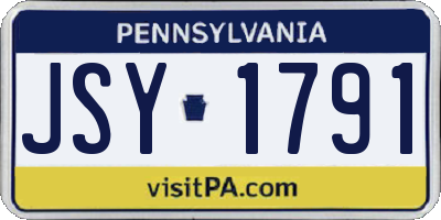 PA license plate JSY1791