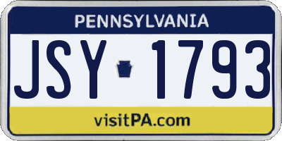 PA license plate JSY1793