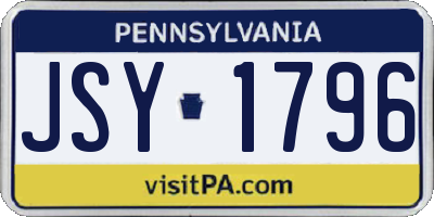 PA license plate JSY1796