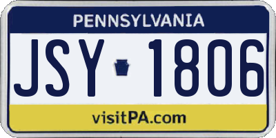 PA license plate JSY1806
