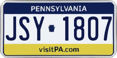 PA license plate JSY1807