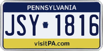 PA license plate JSY1816