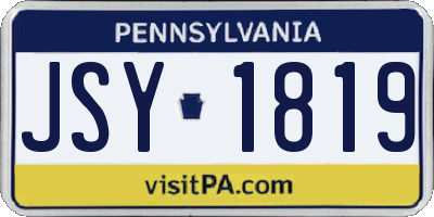 PA license plate JSY1819