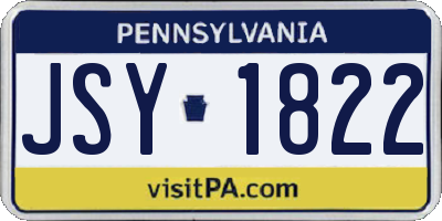 PA license plate JSY1822
