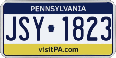 PA license plate JSY1823