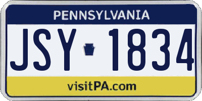 PA license plate JSY1834