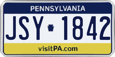 PA license plate JSY1842