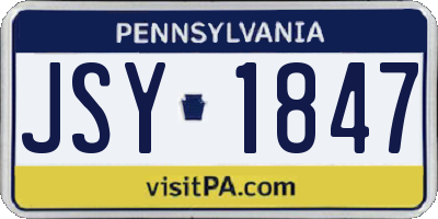 PA license plate JSY1847
