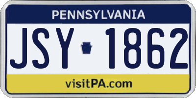 PA license plate JSY1862