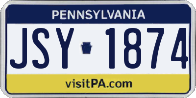 PA license plate JSY1874