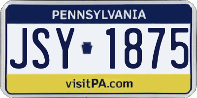 PA license plate JSY1875