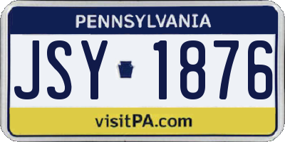 PA license plate JSY1876
