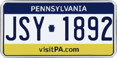 PA license plate JSY1892