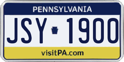 PA license plate JSY1900
