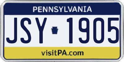 PA license plate JSY1905