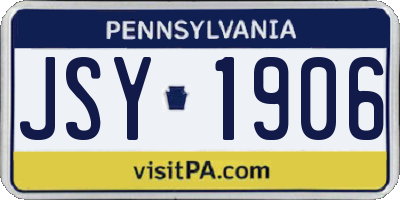 PA license plate JSY1906