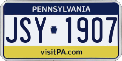 PA license plate JSY1907