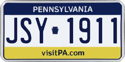 PA license plate JSY1911