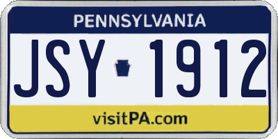 PA license plate JSY1912