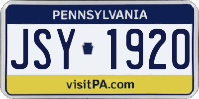 PA license plate JSY1920