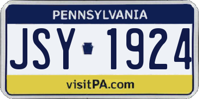 PA license plate JSY1924