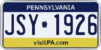 PA license plate JSY1926