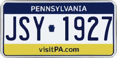 PA license plate JSY1927