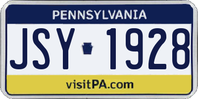PA license plate JSY1928
