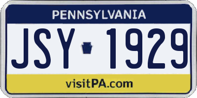 PA license plate JSY1929