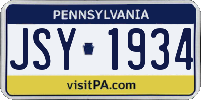 PA license plate JSY1934