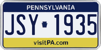 PA license plate JSY1935