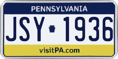 PA license plate JSY1936