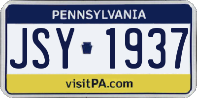 PA license plate JSY1937