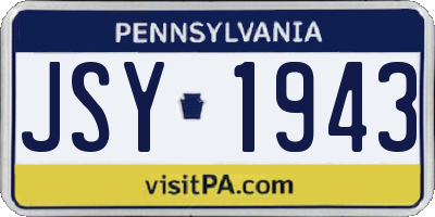 PA license plate JSY1943