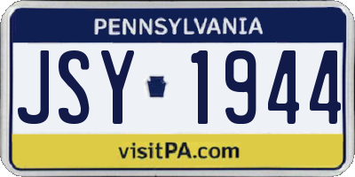 PA license plate JSY1944