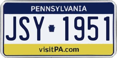 PA license plate JSY1951
