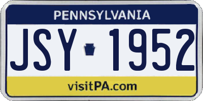 PA license plate JSY1952