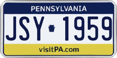 PA license plate JSY1959