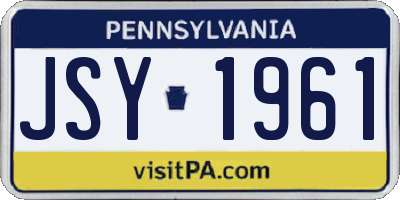 PA license plate JSY1961