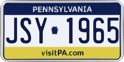 PA license plate JSY1965