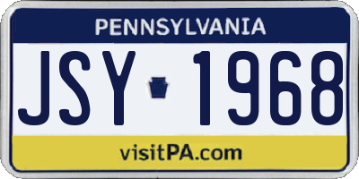 PA license plate JSY1968